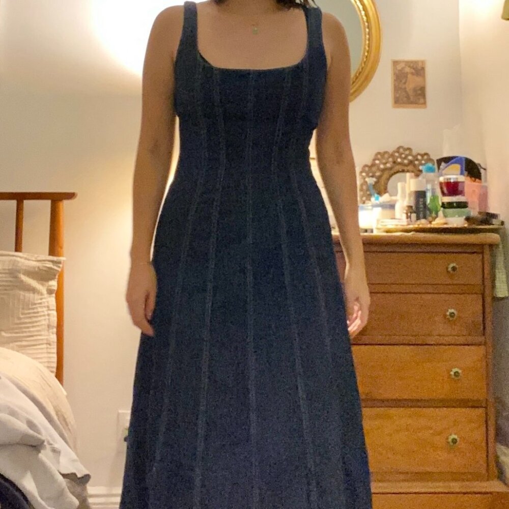 Reformation Amory Denim Midi Dress, Size 6 - Picture 3 of 5